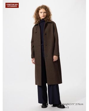 Uniqlo Abrigo Largo Lana Mezcla - Negro
