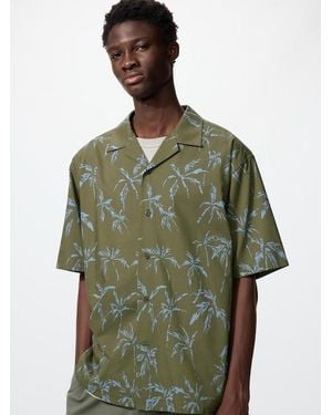 Uniqlo Open Collar Shirt (Short Sleeve, Printed) - Green