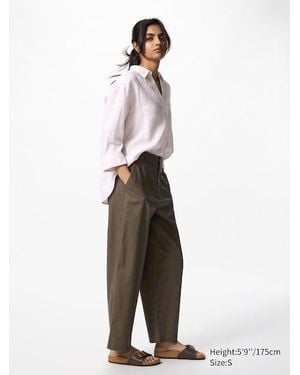 Uniqlo Pantaloni Lino Misto Cotone Affusolati (Misura Lunga) - Multicolore