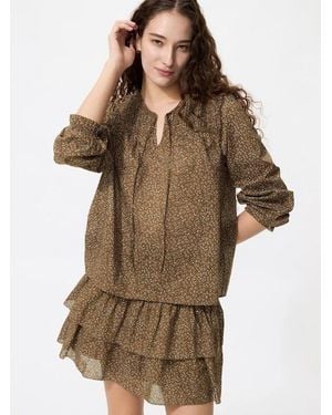 Uniqlo Volume Mini Skirt (Shirring, Frill) - Brown