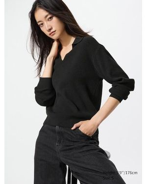 Uniqlo Washable Knit Polo Jumper - Black