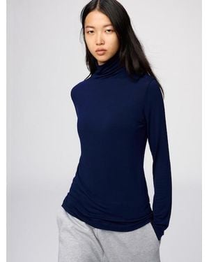 Uniqlo Heattech Extra Warm Cashmere Blend Turtleneck T-Shirt (Long Sleeve) - Blue