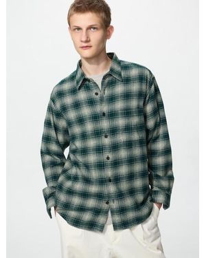 Uniqlo Flannel Shirt (Regular Collar, Check) - Green