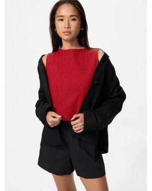 Uniqlo Shirring Boat Neck T-Shirt (Sleeveless) - Red