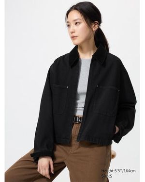 Uniqlo Zip-Up Short Jacket (Denim) - Black