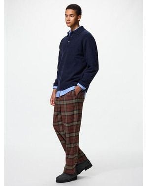Uniqlo Easy 7/8 Hose (Flanell, Kariert) - Blau