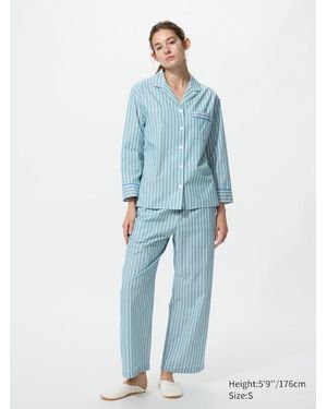 Uniqlo Cotton Pyjamas (Long Sleeve) - Blue