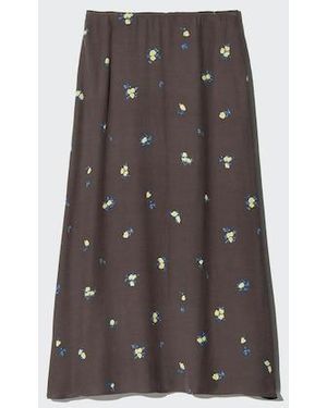 Uniqlo Falda Midi Viscosa Estampada - Marrón