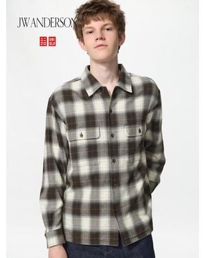 Uniqlo Flannel Shirt (Checked) - Grey