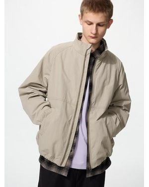 Uniqlo Windproof Stand Collar Blouson - Natural