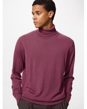 Uniqlo 100% Merino Turtleneck Jumper - Purple