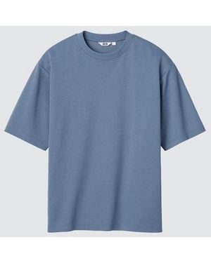 Uniqlo Airism Cotton Oversized Crew Neck T-Shirt - Blue
