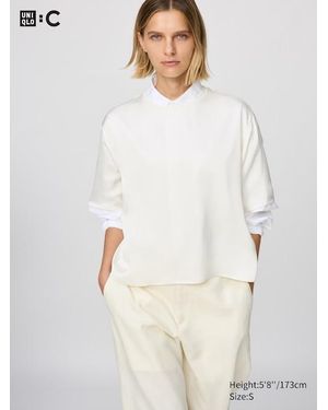 Uniqlo Satin Oversized Short Blouse (Half Sleeve) - White