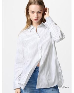 Uniqlo Camicia Cotone A Righe - Bianco