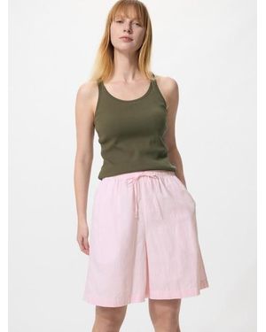 Uniqlo Linen Blend Easy Shorts (Striped) - Pink