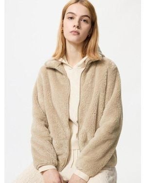 Uniqlo Fluffy Yarn Fleece Full-Zip Jacket - Natural