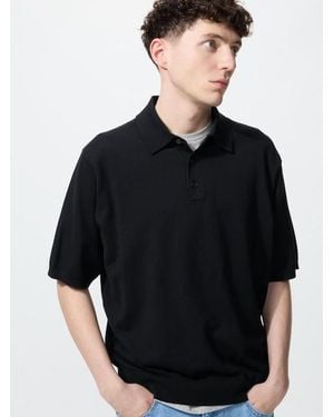 Uniqlo Washable Knit Polo Jumper (Short Sleeve) - Black