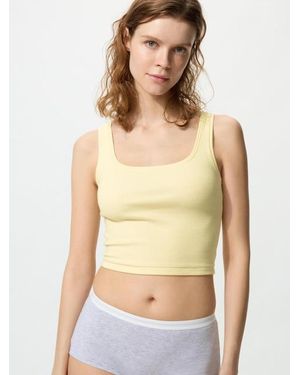 Uniqlo Cropped Square Neck Sleeveless Top - Yellow