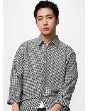 Uniqlo Broadcloth Regular Fit Shirt (Regular Collar, Checked) - Grey