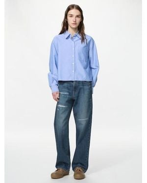 Uniqlo Straight Jeans (Distressed) - Blue