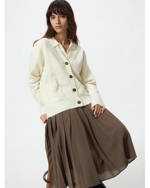 Uniqlo Soufflé Yarn Relaxed Cardigan - Natural