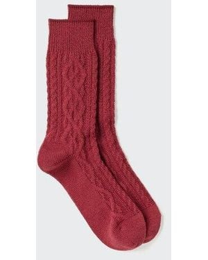 Uniqlo Heattech Socks (Cable) - Red