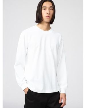 Uniqlo Airism Cotton Striped T-Shirt (Long Sleeve) - White