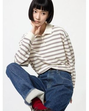 Uniqlo Poloshirt (Gestreift, Langarm) - Blau