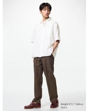 Uniqlo Linen Blend Relaxed Trousers - White