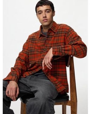 Uniqlo Flannel Shirt (Regular Collar, Checked) - Brown