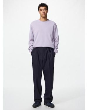 Uniqlo Pleated Wide Trousers (Brushed Jersey) - Blue