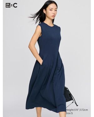 Uniqlo Fit And Flare Dress (Sleeveless) - Blue
