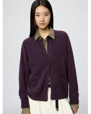 Uniqlo Fluffy 100% Cashmere Relaxed Cardigan - Purple