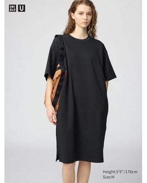Uniqlo Airism Cotton Relaxed Dress (Short Sleeve) - Black