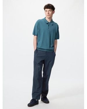 Uniqlo Linen Blend Relaxed Trousers - Blue
