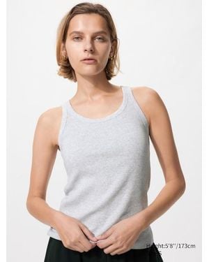 Uniqlo Camiseta Con Sujetador Canalé Espalda Nadadora - Blanco