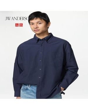 Uniqlo Oxford Oversized Fit Long Sleeve - Blue