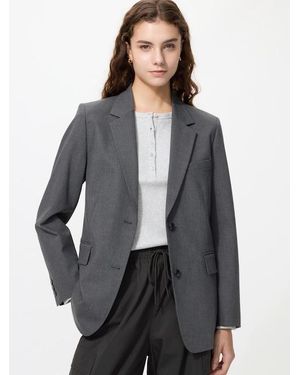 Uniqlo Relaxed Tailored Jacket (Patterned) - Grey
