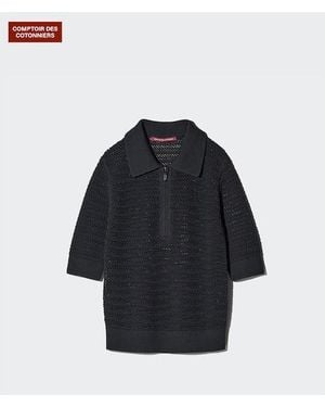 Uniqlo Jersey Algodón Cuello Polo - Azul