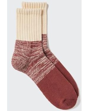 Uniqlo Heattech Half Socks (Colour Block, Pile, Soft Fit) - White