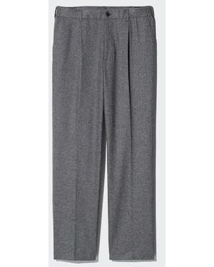 Uniqlo Pantaloni Con Piega Ampi Jersey Soft A Spina Di Pesce (Misura Lunga) - Grigio