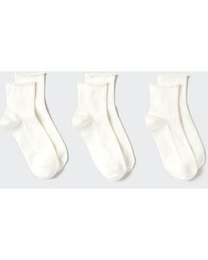 Uniqlo Socks (Crew Frill, 3 Pairs) - White