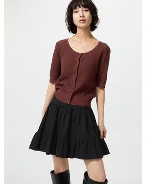Uniqlo Volume Mini Skirt (Seersucker) - Black