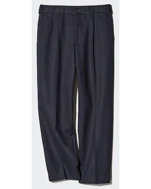 Uniqlo Pantaloni Con Piega Ampi Jersey Soft (Misura Lunga) - Blu