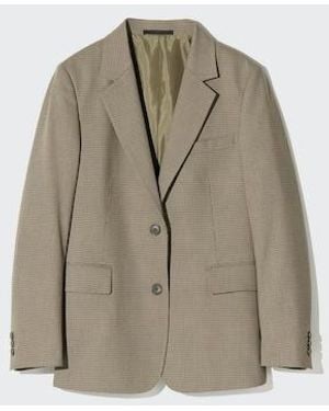 Uniqlo Relaxed Tailored Jacket (Patterned) - Natural