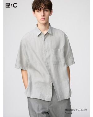 Uniqlo 100% Premium Linen Oversized Shirt - Grey