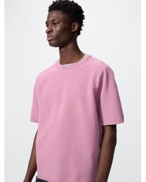 Uniqlo Washable Milano Ribbed Knitted T-Shirt - Pink