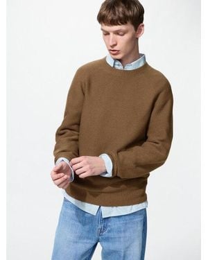Uniqlo Washable 3D Knit Seamless Crew Neck Jumper - Natural