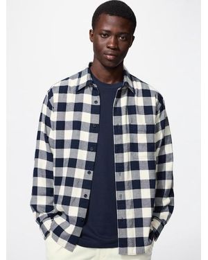Uniqlo Flannel Shirt (Regular Collar, Checked) - Blue
