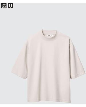 Uniqlo T-Shirt Airism Cotone Oversized Collo A Lupetto - Bianco